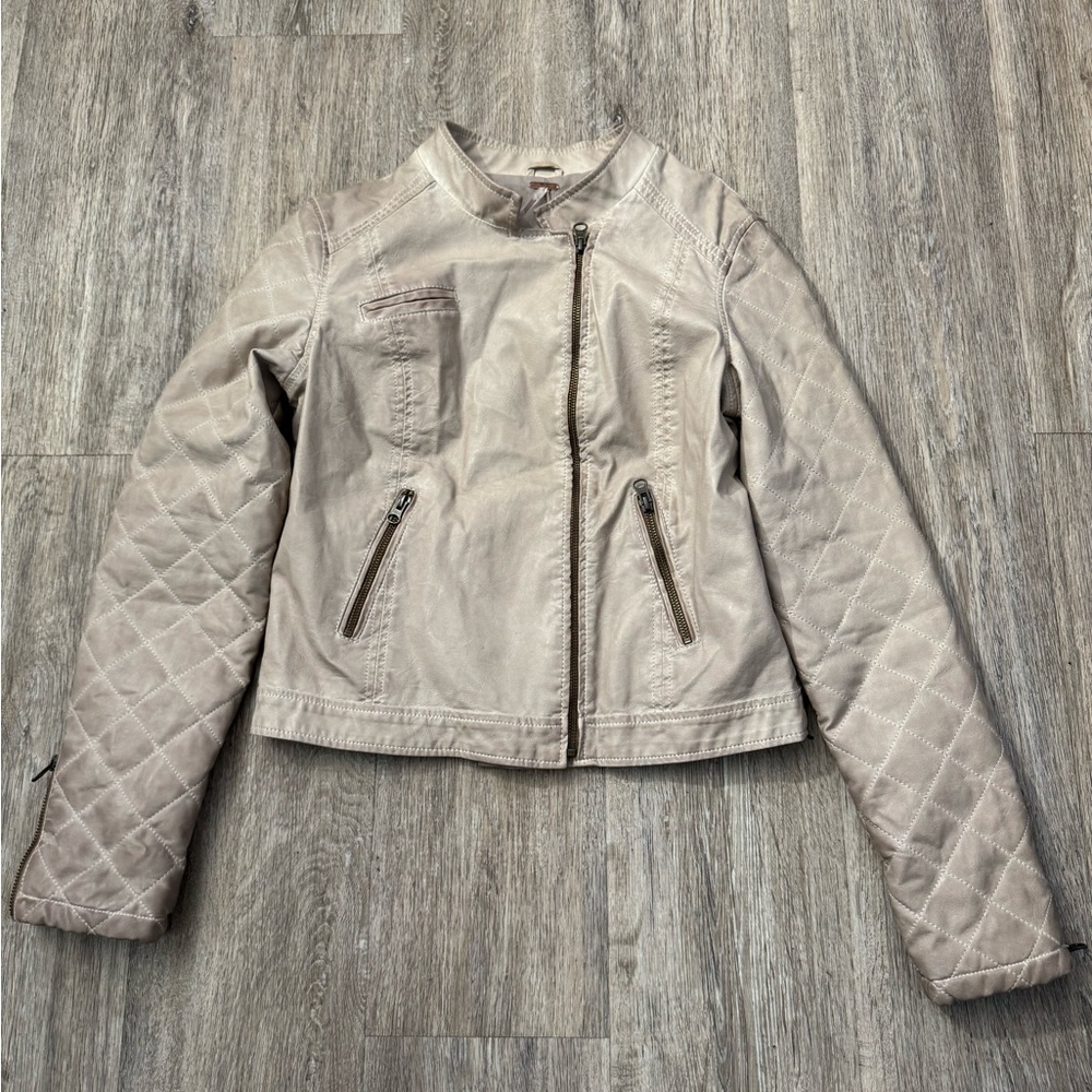 Free People faux leather moto grunge jacket size 8